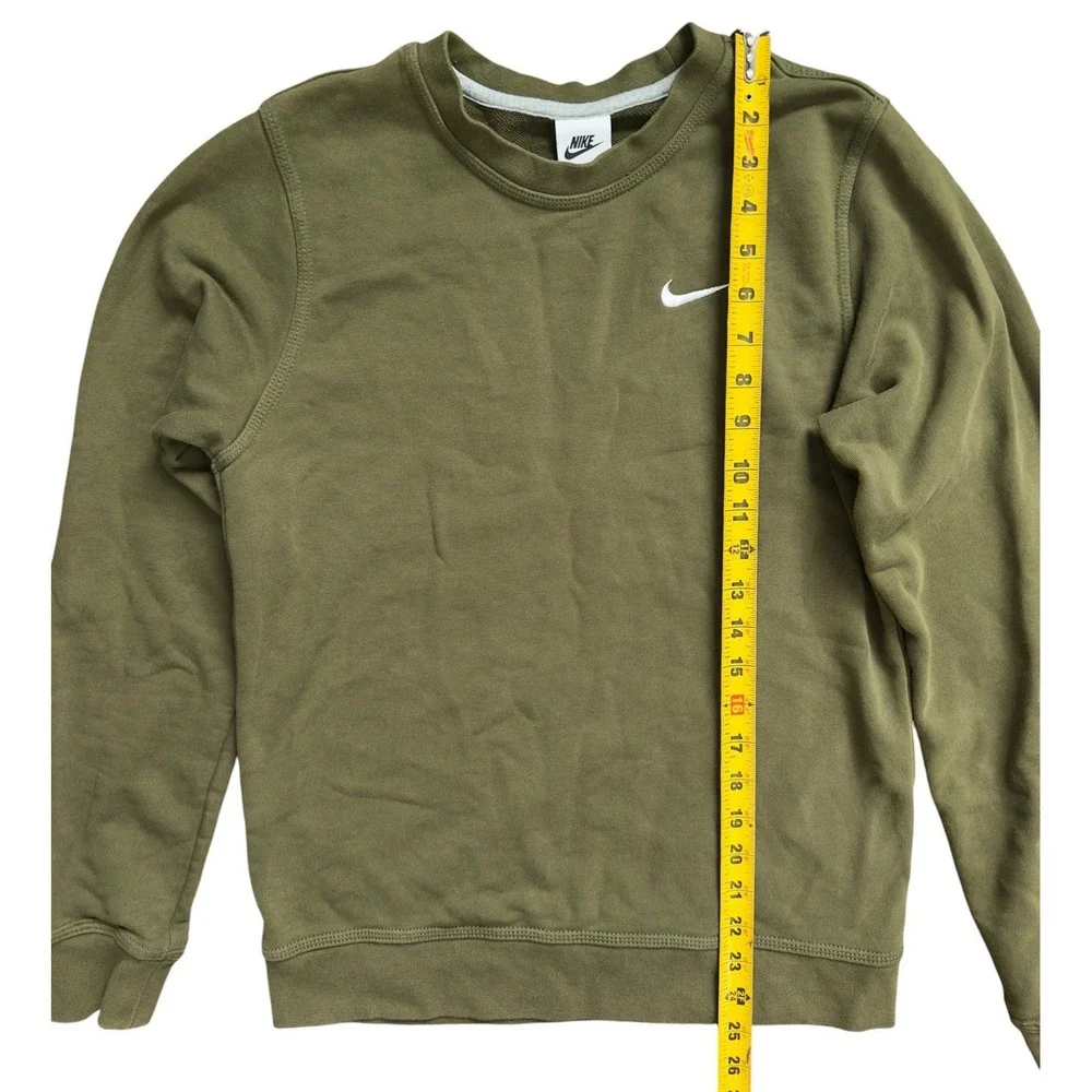 Nike Sportswear Club Fleece Crewneck Sweatshirt Mens Olive Green Swoosh Size S